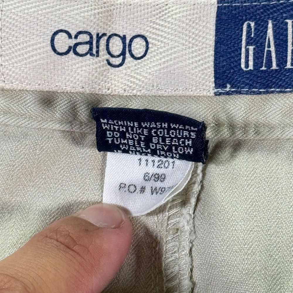 Vintage Gap Cargo Pants Men 36x30 Beige Straight Wide Leg Heavyweight Trendy 90s - Picture 14 of 15